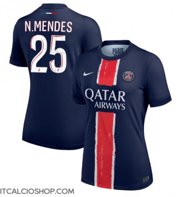Paris Saint-Germain Nuno Mendes #25 Prima Maglia Femmina 2024-25 Manica Corta